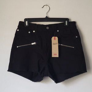 Levi's High-Rise black jean shorts w/ zippers